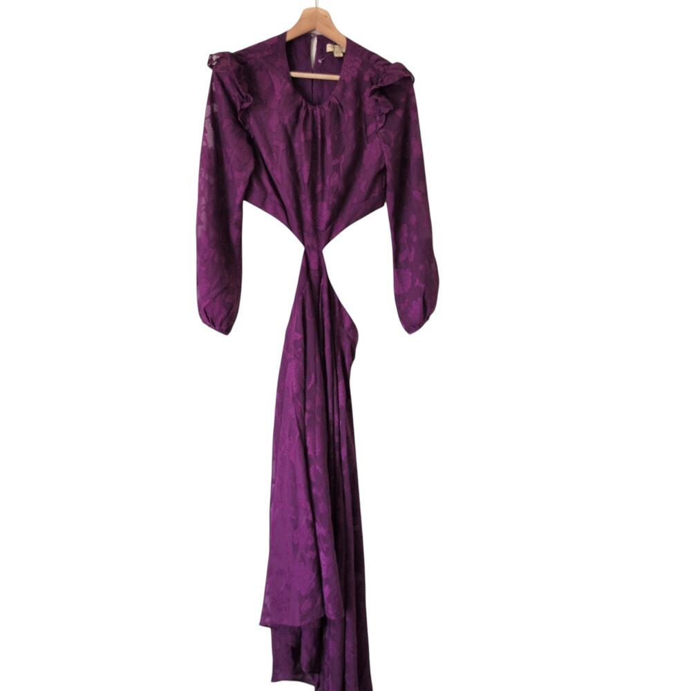 NWT Dark Pink‎ London UK Womens Dress US 6 Purple Long Sleeve Maxi